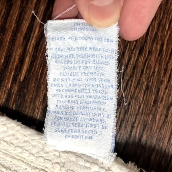 Simply Shabby Chic Antique White 100% Cotton Bath Mat Rug With Lattice Pattern - Picture 6 of 8